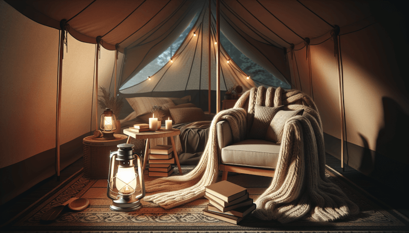 how to create a cozy reading nook in your glamping tent 4